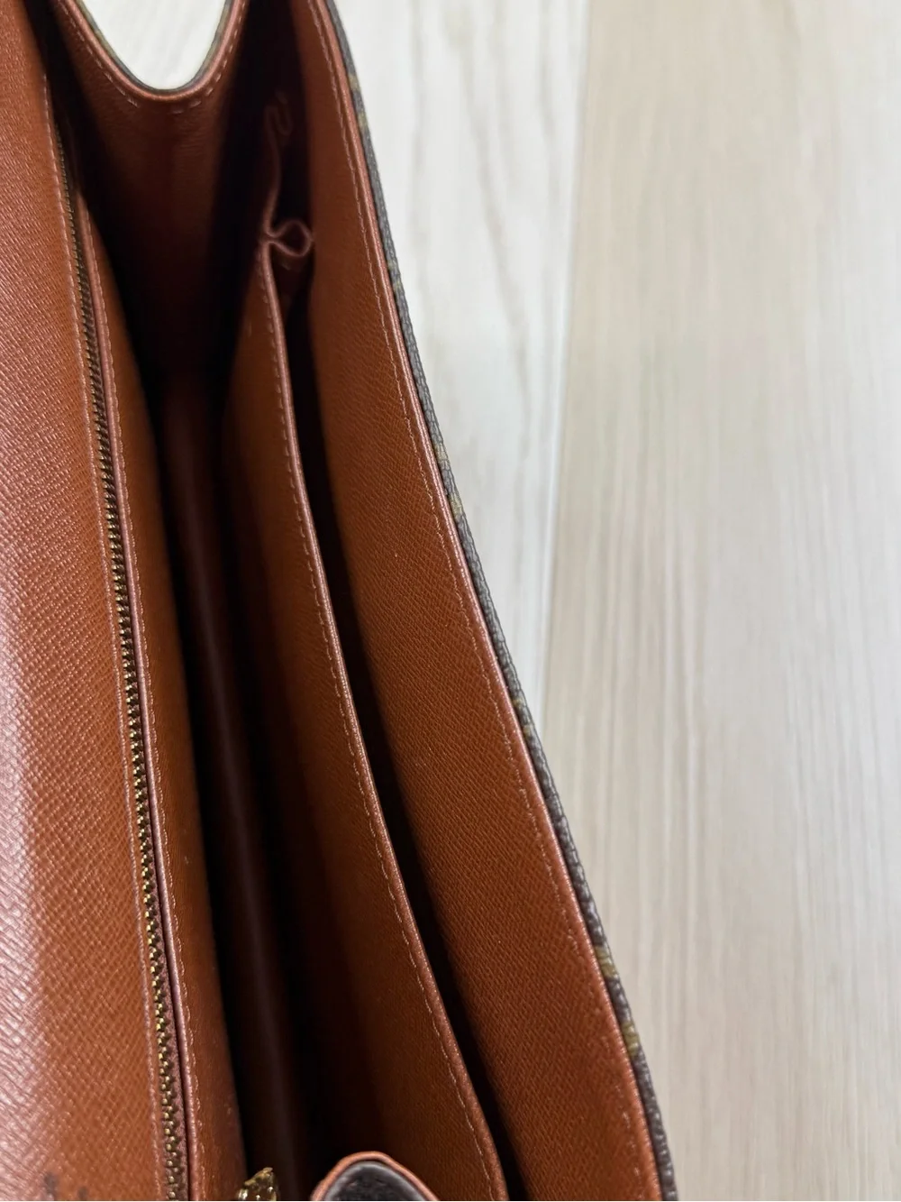 Louis Vuitton Monogram Foldover Clutch in Brown and Tan Leather Trim - Picture 13 of 16